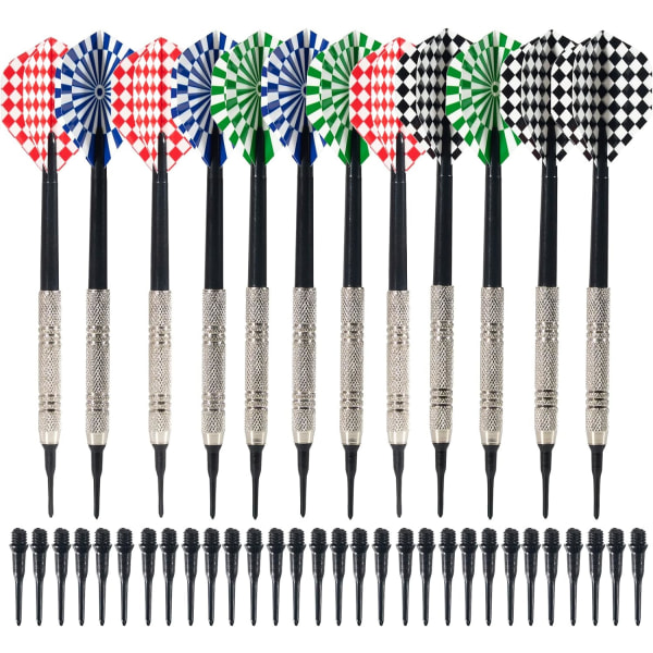 Plastspets Dart, 12 st Mjuka Spets Dart Set med 100 st Spetsar Utbyte Säkerhets Dart, Säker och Hållbar