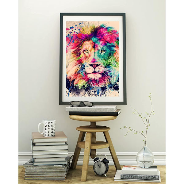 5D Full Diamond Painting, Personlig Diamantmaling Løve Dyr Barn, DIY Diamantmalingssett for Barn, Hjemmeveggdekorasjon med Verktøy 30