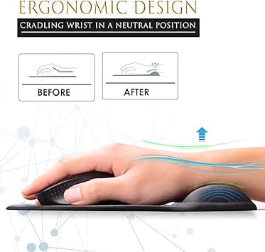 Ergonomisk musematte med håndleddsstøtte Gel musematte med håndleddsstøtte, komfortabel datamaskinmusematte for bærbar PC, smertelindrende musematte med sklisikker PU