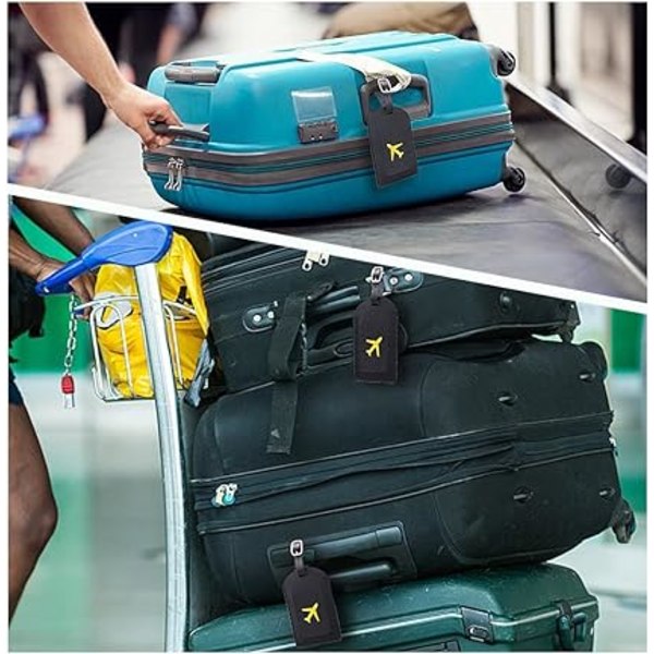 2 bagasjemerker Passetui (svart), 1 passetui og 1 bagasjemerke, PU-skinn bagasjemerke for reise passbeskyttelse og koffertmerker
