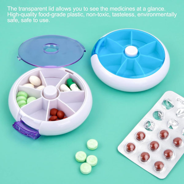 2-delad veckovis pillerbox, vattentät pillerbox, resemedicinlåda, bärbar pillerask, medicindispenser med 7 fack, för resor och utomhusbruk
