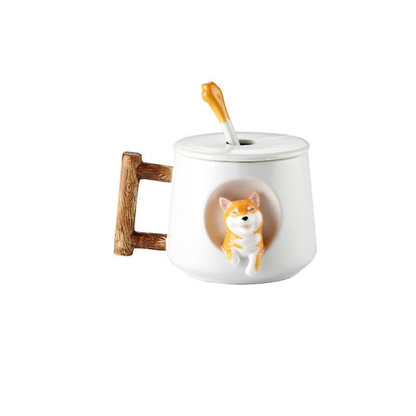 Sød Shiba Inu Dyr Kaffekrus Tekop Cappuccino Latte Dejlig Hvalpeprægning White