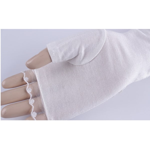 Ett par beige spetsar UV-skydd Kylarmsärmar för kvinnor män, solskyddande fuktavledande handskar för att cover armar för cykling, körning, utomhus