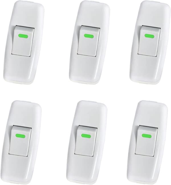 Lampeafbryder, Torpedoafbryder, Inline ledningsafbryder, Sengelampeafbryder, Inline vippekontakt til sengelampe Tænd-knap udskiftning, 6 stk.