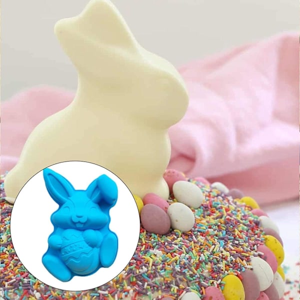 2 silikonista pääsiäismunamuoottia - pupu - suuri koko - muotit fondantille, kakuille, suklaalle, leivonnaisille, pääsiäiskoristeluun - 30 x 21 x 5,2 cm
