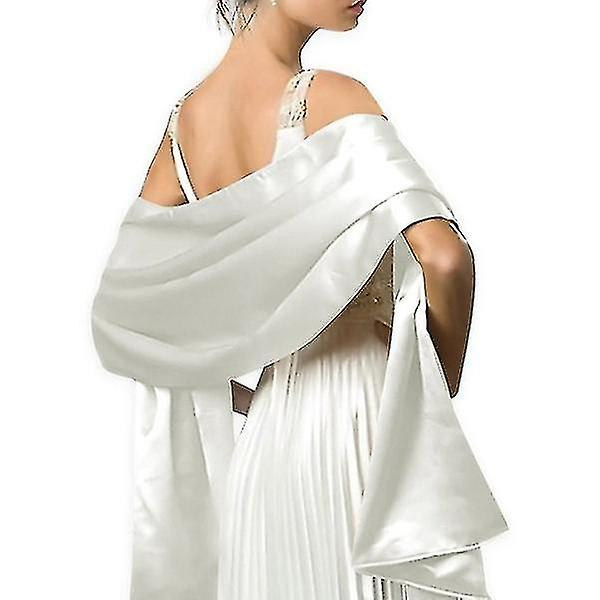 Mjuk satin silke sjal lämplig för klänningar dam accessoarer White