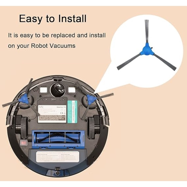 6-pakning sidebørste erstatning for Eufy RoboVac 11S, RoboVac 12, RoboVac 15C, RoboVac 30, RoboVac 30C, RoboVac 35C, RoboVac G10, G20, G30 støvsuger