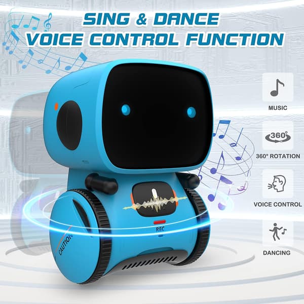 Interaktive Smarte Robotleker Intelligente Robotleker For Barn Robotstemmekontroll & Berøringssans Blue