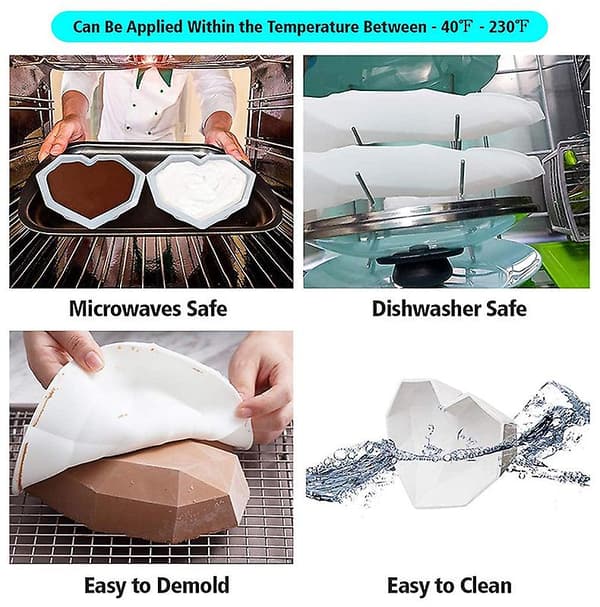 Diamant Hjerte Kjærlighetsform Kakeform Sjokoladeform Alfanumerisk Silikonform Trehammer DIY Bakeverktøy Alphanumeric 7pcs