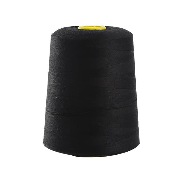 Sort sytråd til symaskine og overlocker - Stor spole (8000 yard) - Polyestertråd til syning - Sort farve