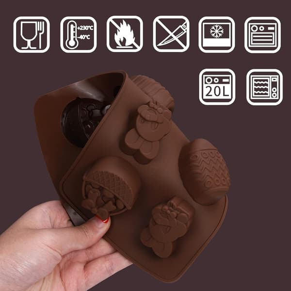 Påskeæg Chokoladeform, 2 STK Silikone Påskeæg Form, 3D Silikone Chokoladeform til Bagning Brun