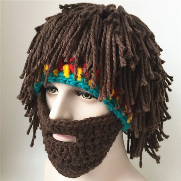 One piece (farve) sjov kreativ håndlavet hat paryk skæg hat, Xinqiao Herre Strikkede Skæg Hatte Reggae Hår Style Rasta Hovedbeklædning Beanie Sjove Hatte