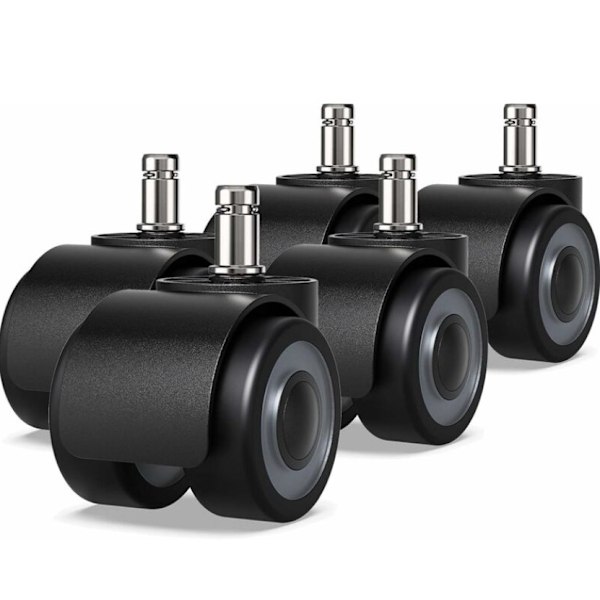 Kontorsstolsrullar, 5-pack, 11 x 22 mm, dubbelhjuldesign, repar golvet inte, diameter: 50 mm