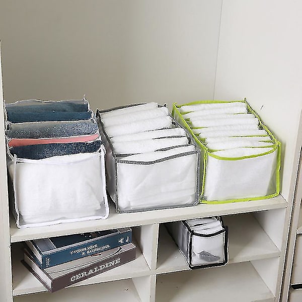 Foldbar Garderobe Tøj Skuffe Organizer Multifunktionel Stor Kapacitet Rum Opbevaringsboks Ny 7 Grids