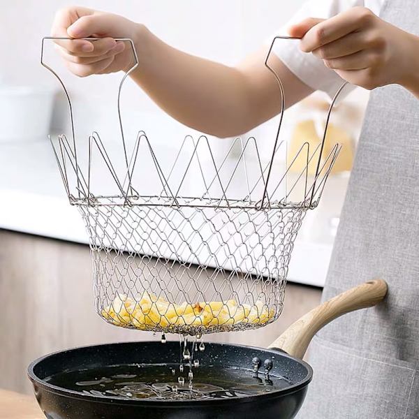 Friturekurv i rustfrit stål, til pommes frites, køkkenredskab, 304 rustfrit stål