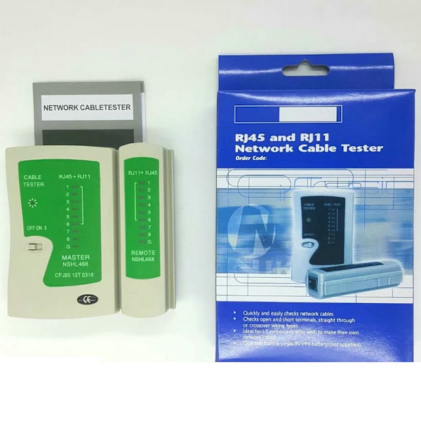 1 stk. Nettverkskabeltester Hvit ISDN Nettverkskabeltester Patch Cord Tester