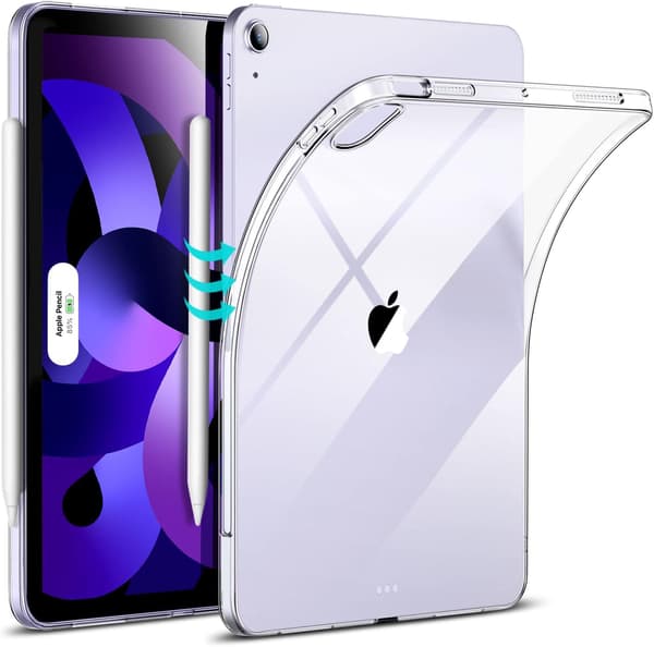 Transparent Back Case Kompatibel med iPad Air 5:e generation 2022 och iPad Air 4:e generation 2020, Transparent Bak, Stöd för Pencil 2