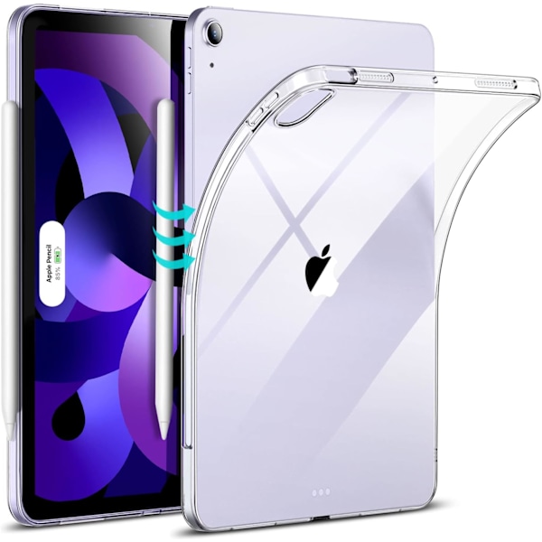 Transparent Bakside Deksel Kompatibelt med iPad Air 5. generasjon 2022 og iPad Air 4. generasjon 2020, Transparent Bakside, Støtte for Pencil 2