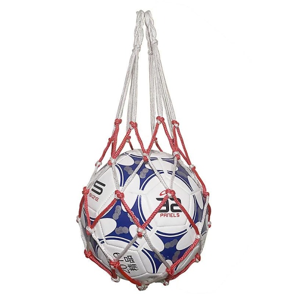 Basketball Net Taske Fodbold Mesh Opbevaring Sportsbold Holder Nylon Bæretaske Red white