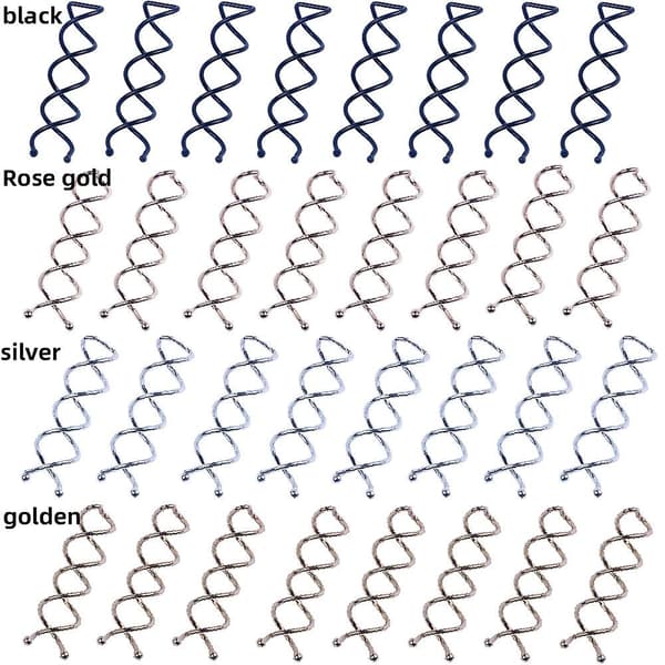 10 Spiral Spin Skru Pin Hårklemme Twist Barette Gull Blond Brude Silver