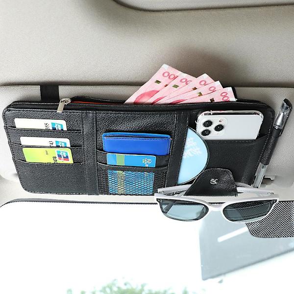 Bilsolskydd Organizer Auto Bil Interiör Läder Tillbehör Förvaringsficka Solskydd Väska Väska Black