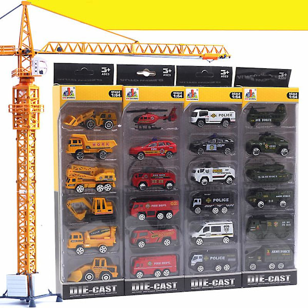 6 kpl Autolelu Valettu Metallinen Lelusetti Ajoneuvo Seos Automallit Lelu Lapsille Taaperoille Pojille D