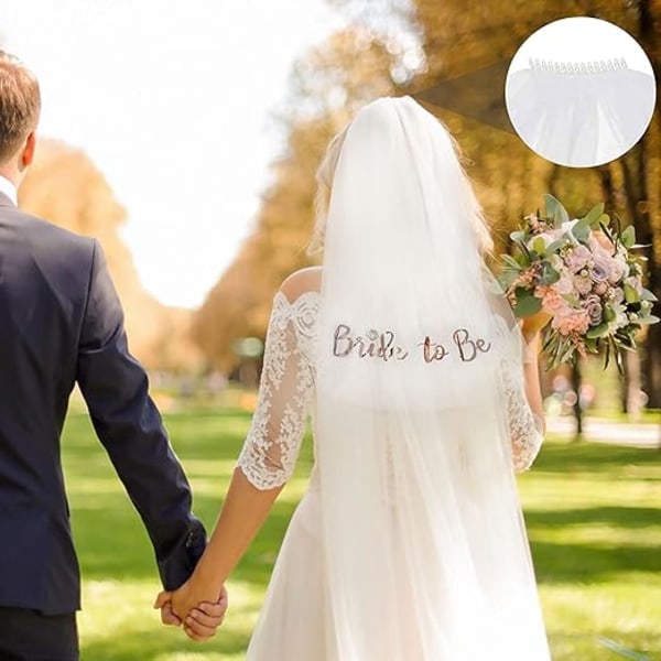Brude Bælte Hovedbeklædning Sæt Rosaguld Fire Dele Sæt, Polterabend Tilbehør, inklusive Bælte, Polterabend Tattoo, Brudeslør og Kam Polterabend, Brude Shower, Single P