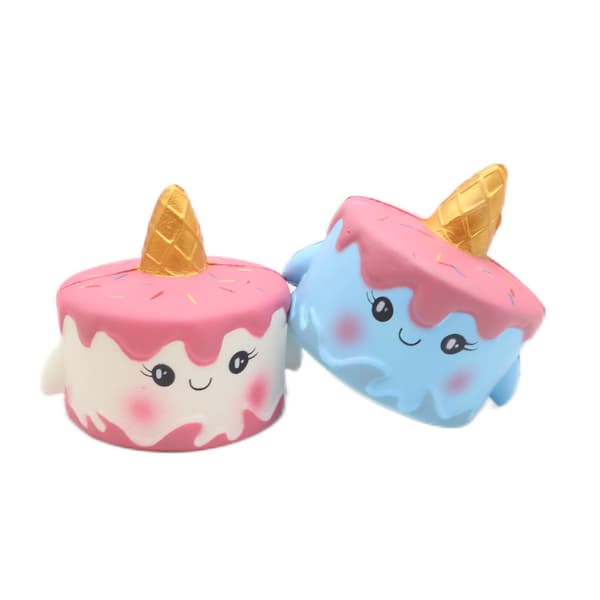 Sæt med 2 bløde enhjørningekage unboxing-legetøj, kawaii bløde legetøj til børn og voksne