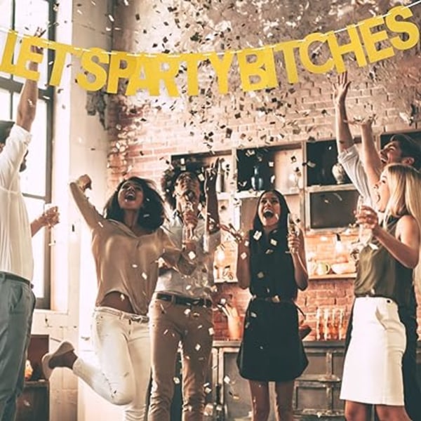 4 st LET'S PARTY BITCHES Vimpelgirlanger, Glitterpappersbanners för festdekoration