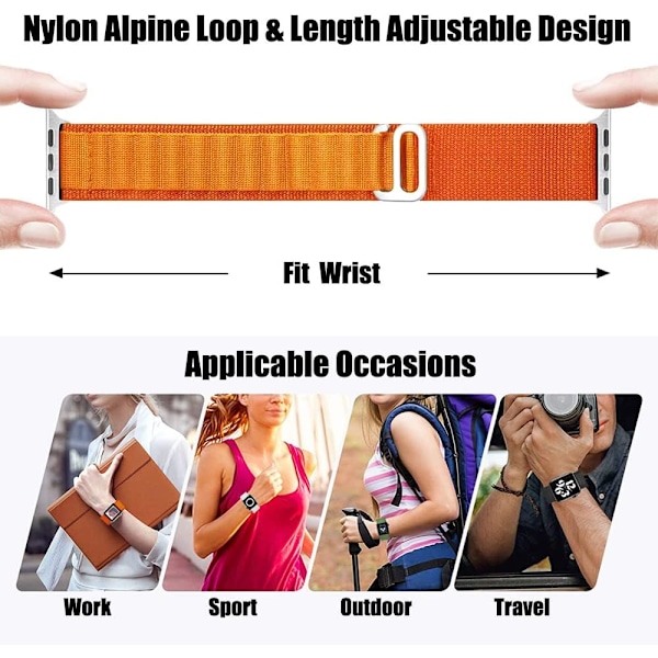 Alpine Loop-rem kompatibel med Apple Watch Ultra 49/45/44/42mm, vävd rem kompatibel med iWatch Series 8/7/6/5/4/3/2/1/SE