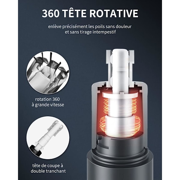 Sort 3-i-1 Elektrisk Næsehårstrimmer Aluminiumsrør USB Genopladelig Kropshårstrimmer Næsehårstrimmer Øjenbrynshårstrimmer