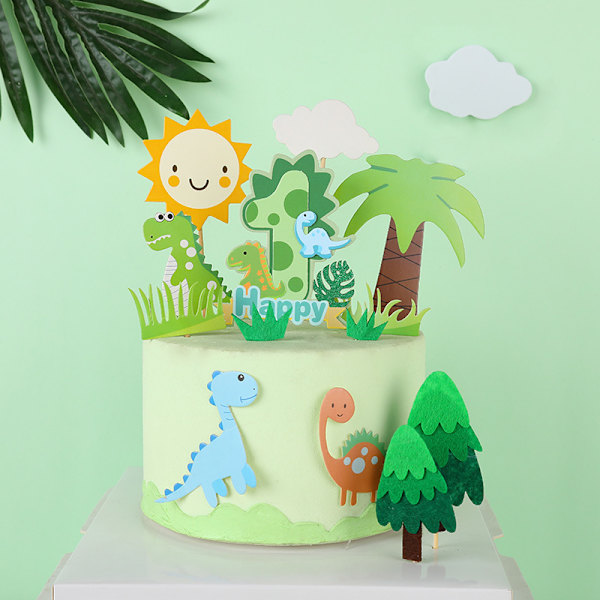 Dinosaur Tallkake Topper (0-9) - Dinosaur Bursdagsdekorasjon, Jungel Bursdagskake Topper, Gutter Jenter Baby Shower Dinosaur Tema