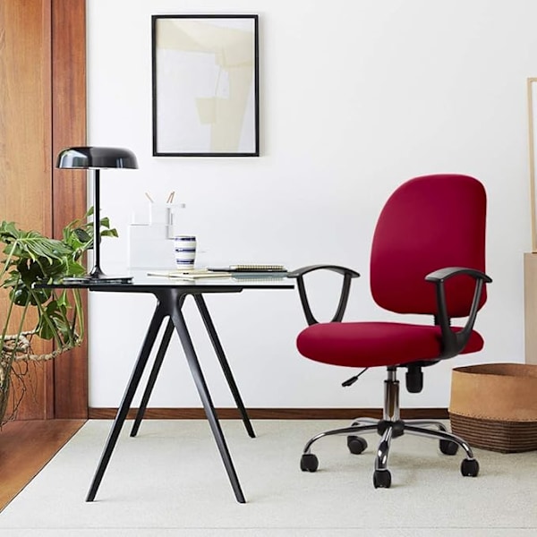 Toimistotuolin päällinen (Punainen, 2 kpl) Universaali irrotettava tuolinpäällinen, moderni minimalistinen tyyli, toimistotuolin pyörivä tuolinpäällinen - Ilman tuolia