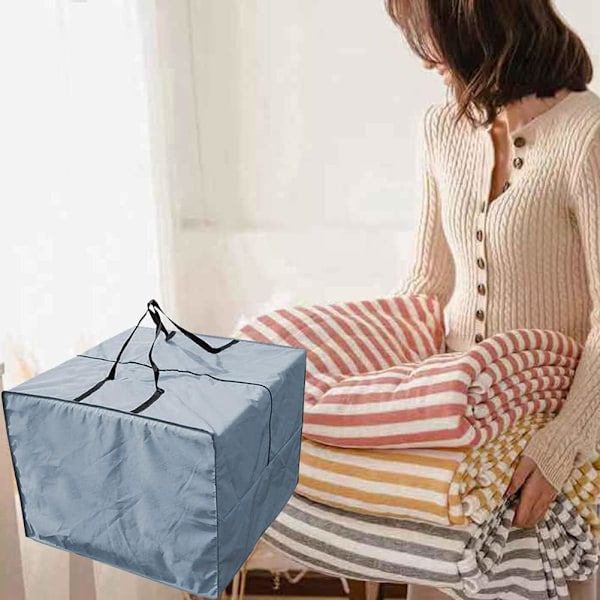 Oppbevaringspose for puter - Slitesterk 210D hageputeoppbevaringspose med glidelåslokk for utendørs puteoppbevaring med håndtak, kapasitet 81 x 81 x 61 cm 210D