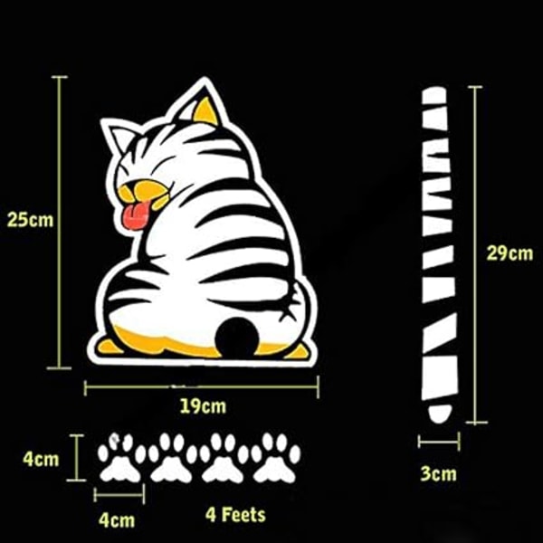 Cartoon Fun Cat Moving Tail Sticker (Yellow Cat), Reflekterande torkardekal i glas bak, reflekterande fönstertorkardekal, bilform, svansviftande Ca