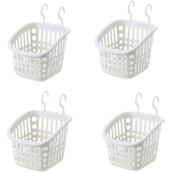 4 ST hängande plastförvaringskorg för badrumskök 6,7" × 7,68" × 6,1" (vit)