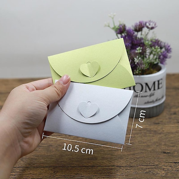 Mini presentkort kuvert handgjorda frö kuvert söta kraftpapperskuvert med hjärtformade spännen platinum