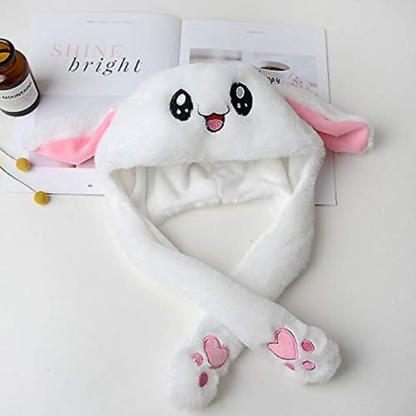Kaninhat med bevægelige ører, piger, sød plys, bevægelig hoppende dyrehat Pink