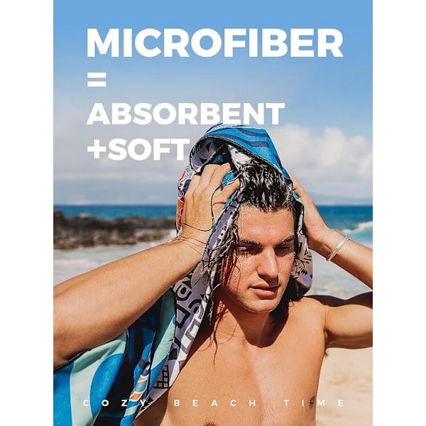 En bit (CH-08, ca 80*160cm) Mikrofiber Strandhandduk Snabbtorkande, Extra Stor 80*160cm Sandfri Strandhandduk Superlätt Resehandduk för S