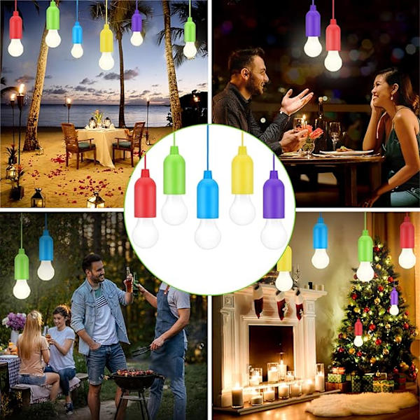 Pack Bärbar LED-Dragsnöre Ljus, Batteridriven LED-Ljuslampor för Vandring, Fiske, Kontor, Camping, Trädgård, Uteplats och Utomhus Tält Inredning Belysning