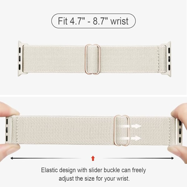 Elastisk nylonrem (4 forskellige farver, ikke inkluderet) Kompatibel med Apple Watch rem 42/44/45mm, iWatch serie 8/Ultra/7/6/5/4/3/2/1 SE Justerbar