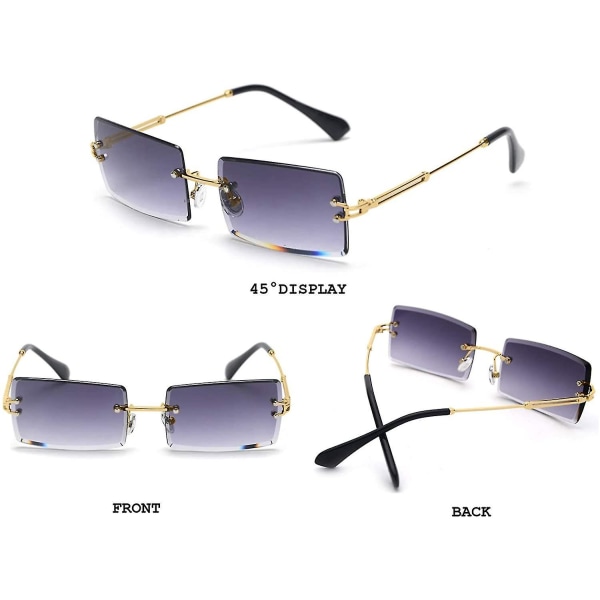 Båglösa rektangulära solglasögon kompatibla med kvinnor/män Ultralätt metallbåge Glasögon Mode fyrkantiga Uv400 glasögon unisex 8