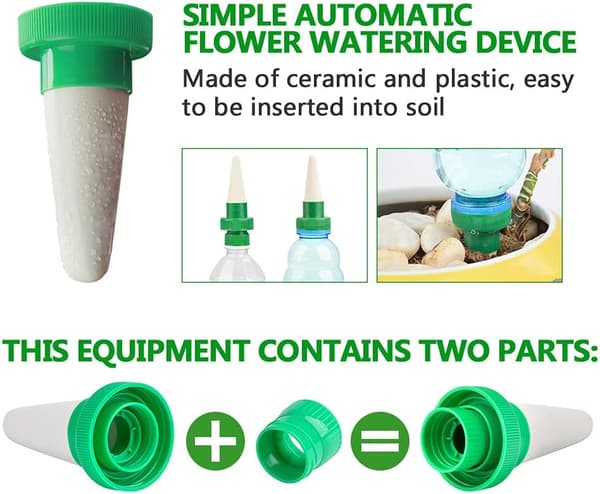 4-pack automatisk bevattningssystem för växter, keramisk konhuvud, droppbevattning för trädgård, krukväxter, blommor