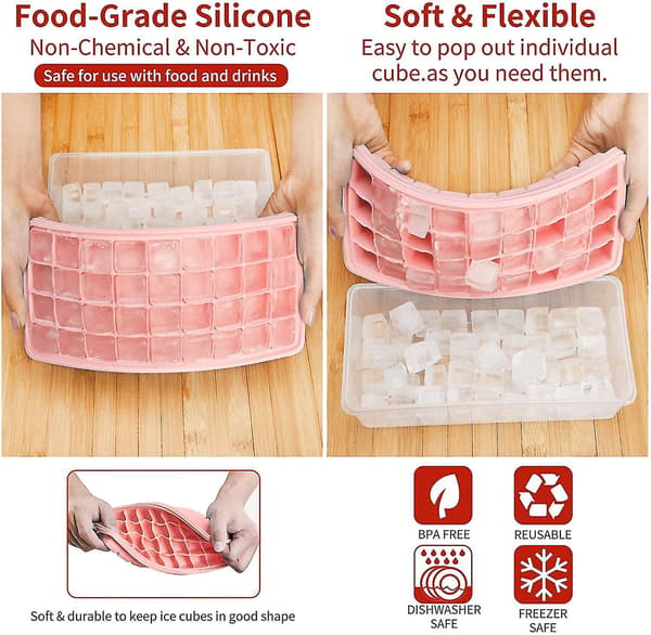 Isformbricka lock och behållare silikon isform med skopa Pink 33 grids
