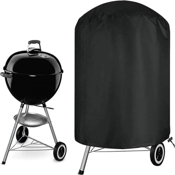 Grillovertræk til kuglegrill (Φ61*72cm, Sort) Vandtæt rundt grillovertræk Ripstop 420D Oxford-stof Anti-UV Grillovertræk med vindtætte sidestropper