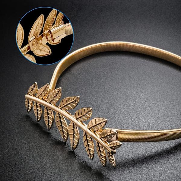 2 st gardinbindningar Guld bladform, minimalistisk gardinbindning, justerbar gardinbindning med metallfjäderrep för hem, kontor dekorativ