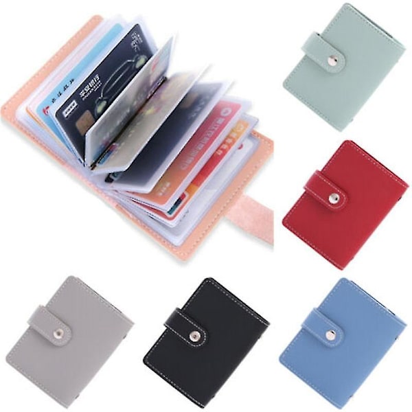 Tyverisikret ID Kreditkortholder Mode Dame 26 Kort Slank PU Læder Lomme Etui Pung Tegnebog Blue