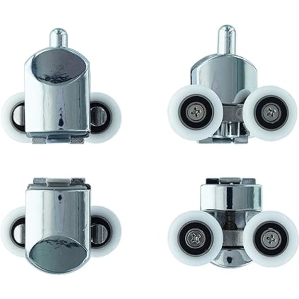 23mm Dusjdør Hjul Ruller Topp og Bunn (4-Pakning) Sink Legering - Krom - Leveres med Skrape