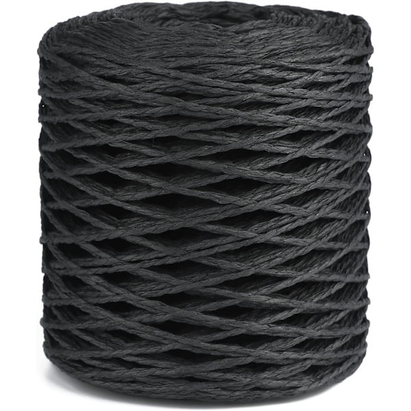 200M Pappersgarn Raffia Pappersrep Pappersraffia Garn för Jul, Presentinslagning, Hantverksdekoration Svart