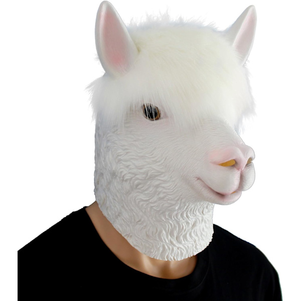 Halloween-kostymfest Latex Djurhuvud Mask Alpacka Llama Maskeraddräkt